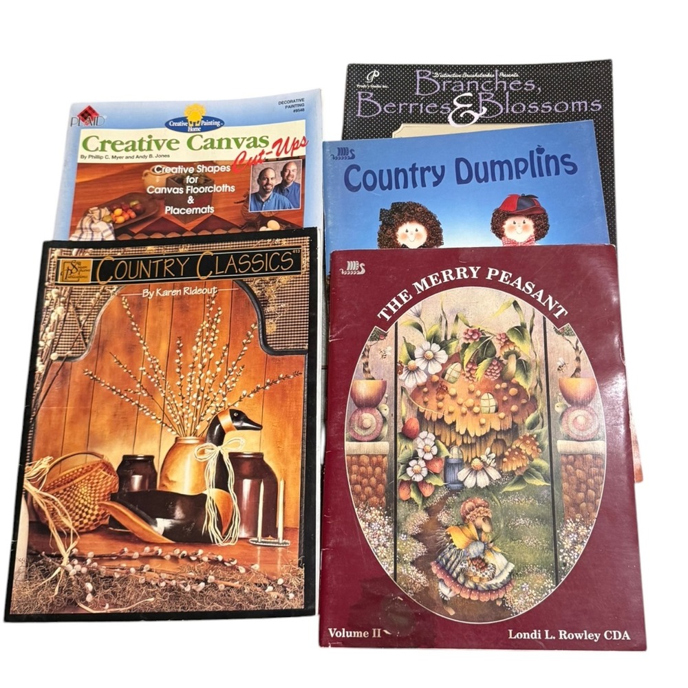 Vintage Tole Decorative Painting Book Lot Country Classics Uncut w Inserts 5pc